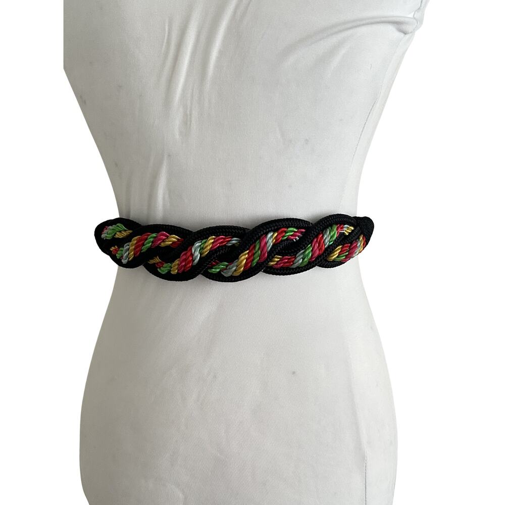 LA RUE 90's Mutil Color Braided Boho Statement Belt I S/M